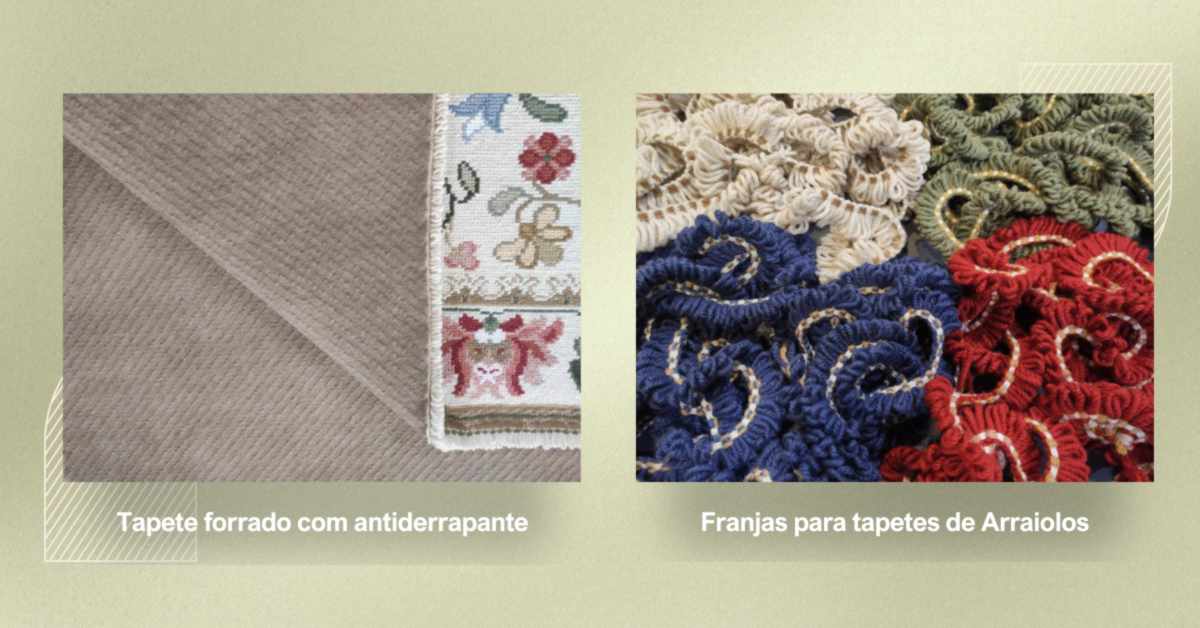 Tapetes de Arraiolos - Antiderrapante e franja Tapetes de Arraiolos - Antiderrapante e franja